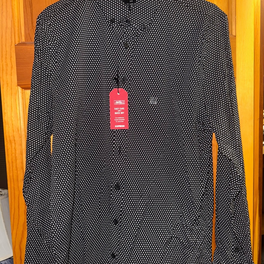 Express Black and White Dot Dress Shirt